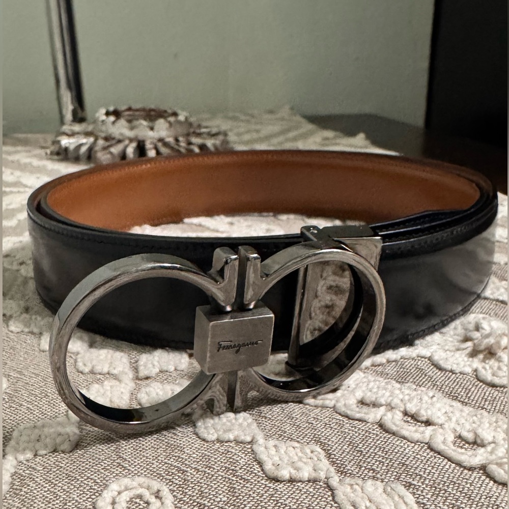 Ferragamo Black and Brown Leather Belt